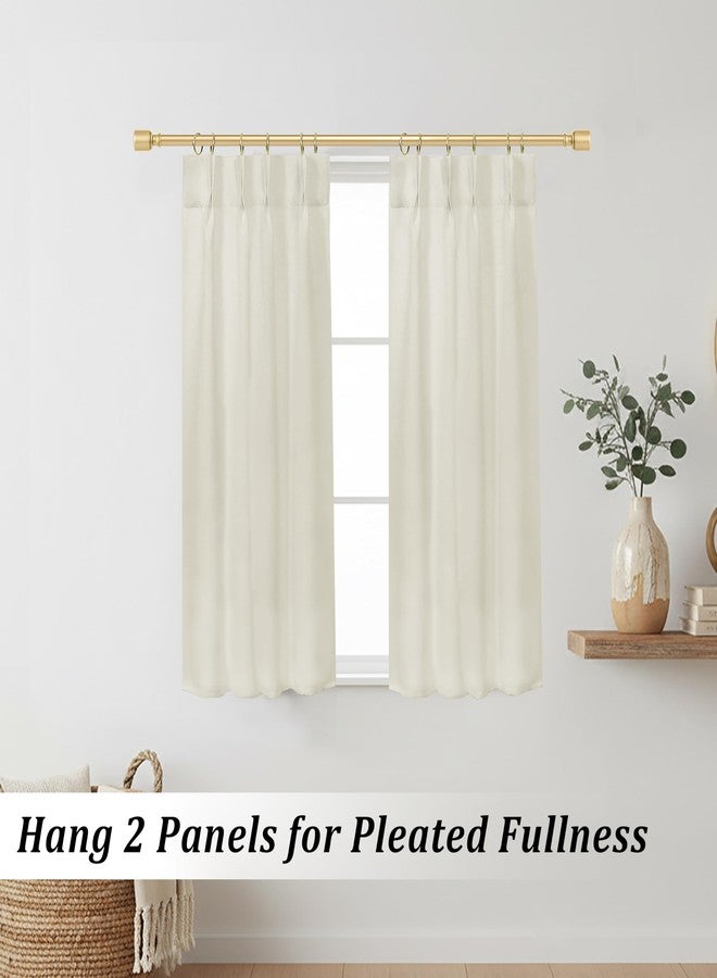 Lino Rosa Door Curtain for Kitchen Window,Pinch Pleated 80% Blackout Small Back Door Curtains for Inside Window 40 Inch Length Cream - Image 2